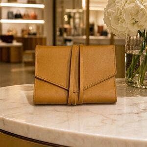 Glass Ladder Co Katherine Tech Travel Pouch Organizer Roll Up Honey Leather 7x5"